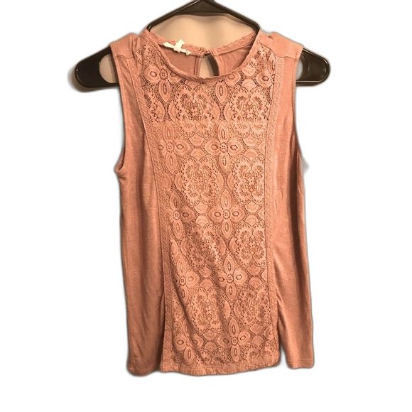 Maurice’s High Neck Tank Top Pink Lace Keyhole Button Size XS - Picture 1 of 11